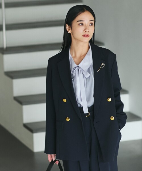 THE SHOP TK （ザ ショップ ティーケー ）の「【ONOFF活躍／セレモニー／通勤】CAVIAN Wブレストジャケット／洗える（テーラードジャケット・レディース・チャコールグレー/ネイビー・11/13/12）」の6枚目の写真