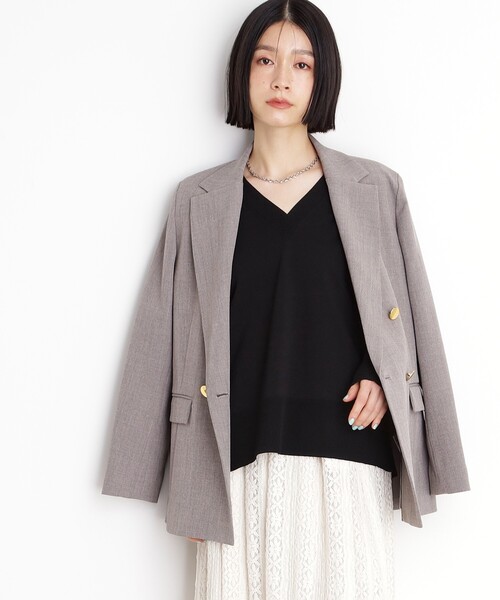 THE SHOP TK （ザ ショップ ティーケー ）の「【ONOFF活躍／セレモニー／通勤】CAVIAN Wブレストジャケット／洗える（テーラードジャケット・レディース・チャコールグレー/ネイビー・11/13/12）」の7枚目の写真