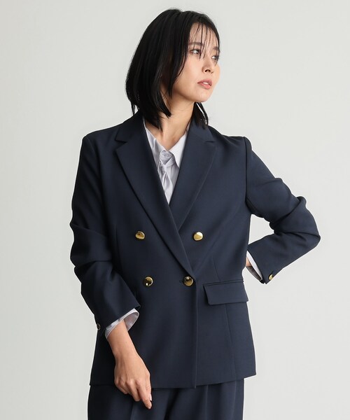 THE SHOP TK （ザ ショップ ティーケー ）の「【ONOFF活躍／セレモニー／通勤】CAVIAN Wブレストジャケット／洗える（テーラードジャケット・レディース・チャコールグレー/ネイビー・11/13/12）」の9枚目の写真