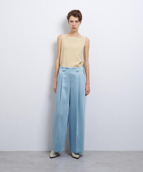 LANVIN en Bleu(ランバンオンブルー)の「シルキーダブルクロスストレートワイドパンツ(その他パンツ・レディース・オフホワイト/ブラック/ブルー系その他・38/36)」の5枚目の写真