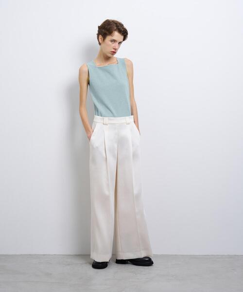 LANVIN en Bleu(ランバンオンブルー)の「シルキーダブルクロスストレートワイドパンツ(その他パンツ・レディース・オフホワイト/ブラック/ブルー系その他・38/36)」の12枚目の写真