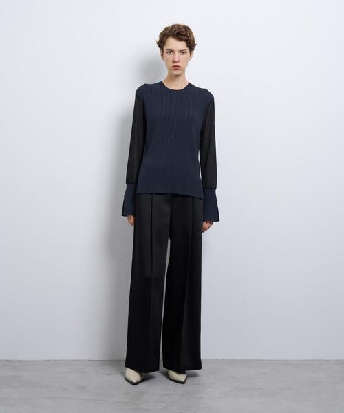 LANVIN en Bleu(ランバンオンブルー)の「シルキーダブルクロスストレートワイドパンツ(その他パンツ・レディース・オフホワイト/ブラック/ブルー系その他・38/36)」の18枚目の写真