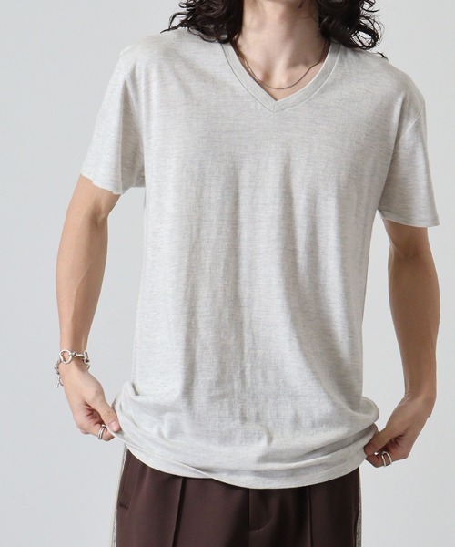 TRUSS（トラス）の「TRUSS ﾄﾗｲﾌﾞﾚﾝﾄﾞVﾈｯｸTｼｬﾂ（Tシャツ/カットソー・メンズ・ブラック/パープル/グリーン/ヘザーグレー/オフホワイト/ブルー/ネイビー/スミクロ/ピンク/ブラウン/オートミール・XL/L/S/M）」の6枚目の写真