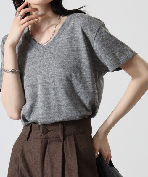 TRUSS（トラス）の「TRUSS ﾄﾗｲﾌﾞﾚﾝﾄﾞVﾈｯｸTｼｬﾂ（Tシャツ/カットソー・メンズ・ブラック/パープル/グリーン/ヘザーグレー/オフホワイト/ブルー/ネイビー/スミクロ/ピンク/ブラウン/オートミール・XL/L/S/M）」の13枚目の写真