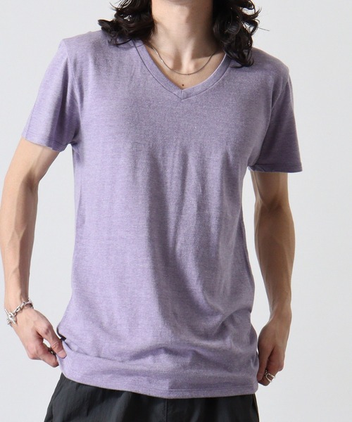 TRUSS（トラス）の「TRUSS ﾄﾗｲﾌﾞﾚﾝﾄﾞVﾈｯｸTｼｬﾂ（Tシャツ/カットソー・メンズ・ブラック/パープル/グリーン/ヘザーグレー/オフホワイト/ブルー/ネイビー/スミクロ/ピンク/ブラウン/オートミール・XL/L/S/M）」の16枚目の写真