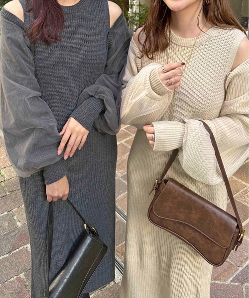 セール】【apres jour clair】チュールボレロセットニットワンピース