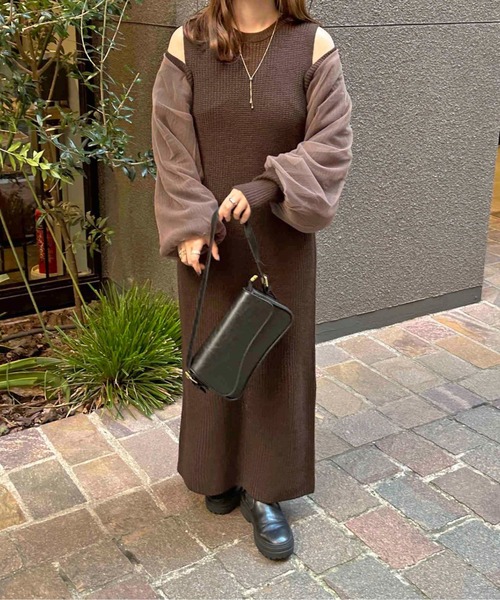 セール】【apres jour clair】チュールボレロセットニットワンピース