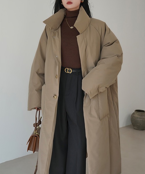 Doula Doula（ドゥーラドゥーラ）の「スタンドカラー中綿オーバーサイズコート（ダウンジャケット/コート・レディース・ブラック/キャメル・FREE）」の21枚目の写真