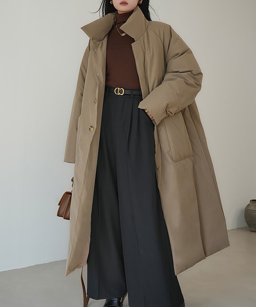 セール】スタンドカラー中綿オーバーサイズコート（ダウンジャケット