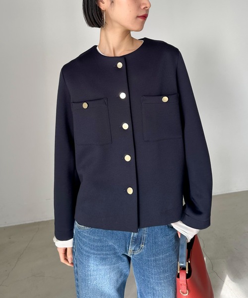 カルゼダンボールノーカラージャケット（ノーカラージャケット