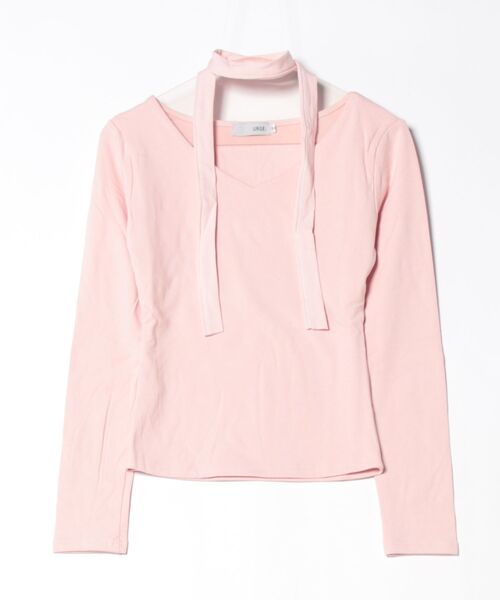 urge:(アージコロン )の「【URGE:】ボウタイ Vネック ロングスリーブ(Tシャツ/カットソー・レディース・オフホワイト/モカ/ピンク・X-LARGE/LARGE/MEDIUM/SMALL)」の5枚目の写真