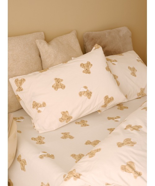 新品【Sleep】ベア柄2点セット掛けカバー&ピローケース （シングル） PNK Sleep】ベア柄ピローケース（寝具）｜gelato pique Sleep