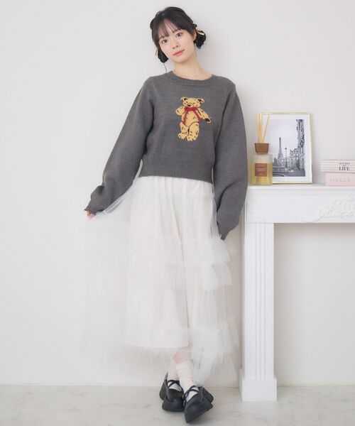 ems excite（エムズエキサイト）の「ベアジャガードNTPO（ニット/セーター・レディース・ナチュラル/ブルー/チャコールグレー・FREE）」の16枚目の写真