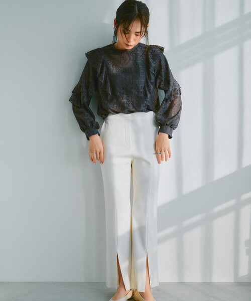ANY SIS(エニィスィス)の「【洗える】ラッフルレース トップス(シャツ/ブラウス・レディース・グレー系/ホワイト系・2)」の3枚目の写真