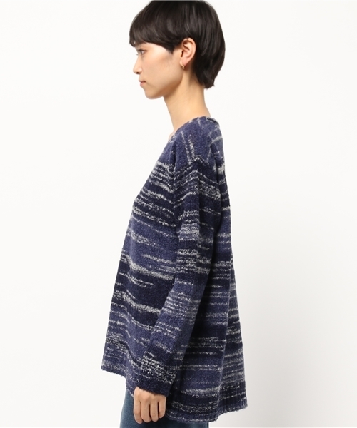 ikka（イッカ）の「5Gリングヤーンスペース染めプルオーバー（ニット/セーター・レディース・オレンジ/ネイビー・LARGE/MEDIUM）」の4枚目の写真