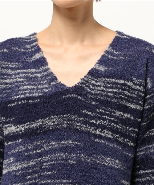 ikka（イッカ）の「5Gリングヤーンスペース染めプルオーバー（ニット/セーター・レディース・オレンジ/ネイビー・LARGE/MEDIUM）」の6枚目の写真