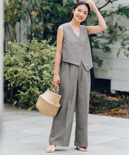 UR'S(ユアーズ)の「アシンメトリージレ×ワイドパンツセットアップ(セットアップ・レディース・ブラック/グレー・S/M/L)」の9枚目の写真