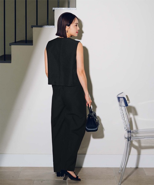 UR'S(ユアーズ)の「アシンメトリージレ×ワイドパンツセットアップ(セットアップ・レディース・ブラック/グレー・S/M/L)」の7枚目の写真