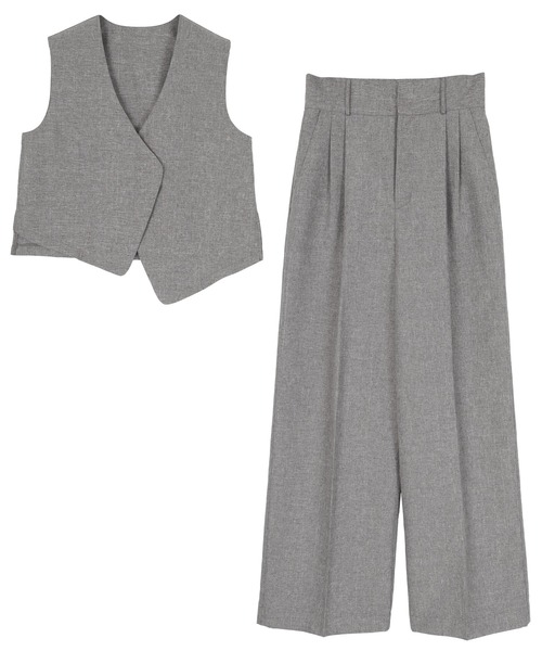 UR'S(ユアーズ)の「アシンメトリージレ×ワイドパンツセットアップ(セットアップ・レディース・ブラック/グレー・S/M/L)」の18枚目の写真