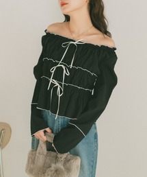 シャーリング オフショルダー」に該当するシャツ/ブラウスファッション