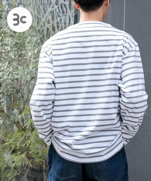 FORK&SPOON（フォークアンドスプーン）の「『ユニセックス』FORK&SPOON　ボートネックボーダー（Tシャツ/カットソー・メンズ・イエロー系その他/ブルー系その他/グリーン系その他/グレー系その他・4/3/5）」の2枚目の写真