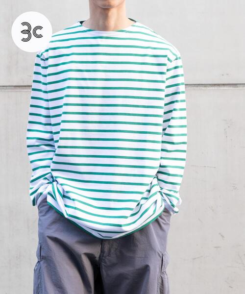 FORK&SPOON（フォークアンドスプーン）の「『ユニセックス』FORK&SPOON　ボートネックボーダー（Tシャツ/カットソー・メンズ・イエロー系その他/ブルー系その他/グリーン系その他/グレー系その他・4/3/5）」の3枚目の写真