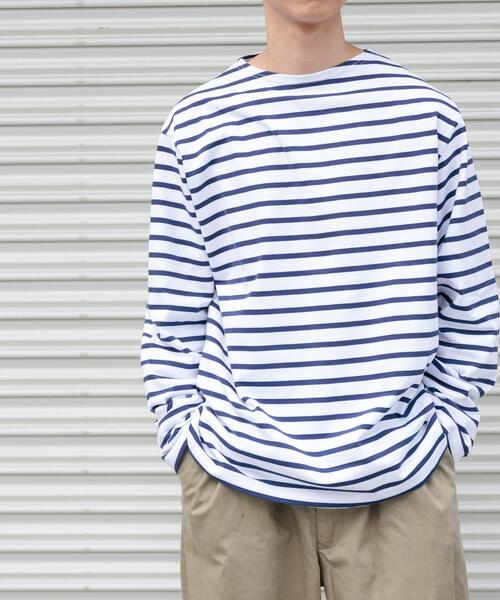 FORK&SPOON（フォークアンドスプーン）の「『ユニセックス』FORK&SPOON　ボートネックボーダー（Tシャツ/カットソー・メンズ・イエロー系その他/ブルー系その他/グリーン系その他/グレー系その他・4/3/5）」の5枚目の写真