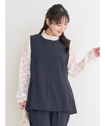 【大きいサイズ】【ストレッチツイル】ペプラムベスト
