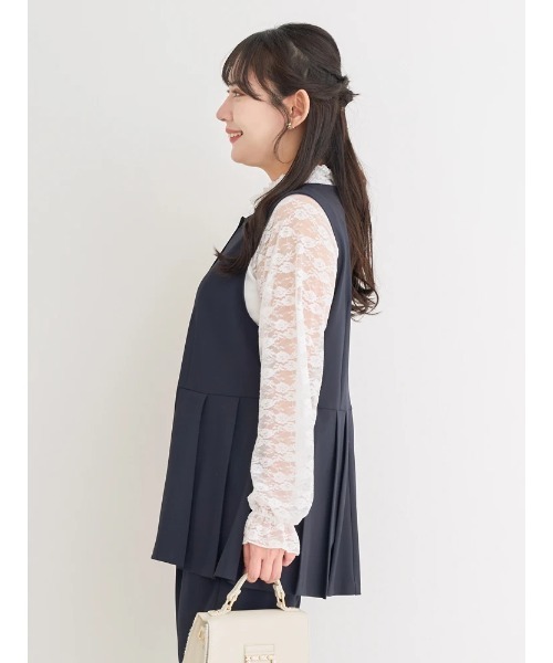 Re-J&SUPURE(リジェイアンドスプル)の「【大きいサイズ】【ストレッチツイル】ペプラムベスト(ベスト・レディース・ベージュ/ネイビー/ブラック・X-LARGE/XX-LARGE/XXX-LARGE)」の5枚目の写真