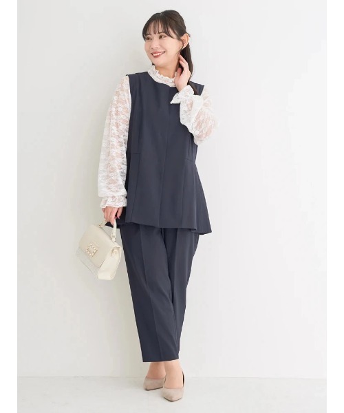 Re-J&SUPURE(リジェイアンドスプル)の「【大きいサイズ】【ストレッチツイル】ペプラムベスト(ベスト・レディース・ベージュ/ネイビー/ブラック・X-LARGE/XX-LARGE/XXX-LARGE)」の7枚目の写真