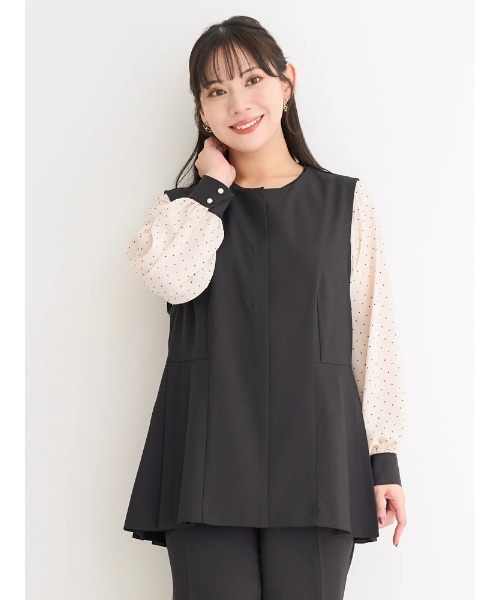 Re-J&SUPURE(リジェイアンドスプル)の「【大きいサイズ】【ストレッチツイル】ペプラムベスト(ベスト・レディース・ベージュ/ネイビー/ブラック・X-LARGE/XX-LARGE/XXX-LARGE)」の21枚目の写真