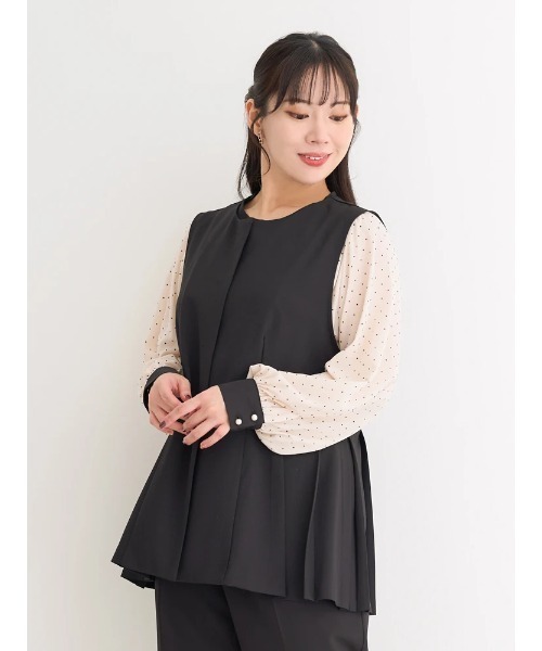 Re-J&SUPURE(リジェイアンドスプル)の「【大きいサイズ】【ストレッチツイル】ペプラムベスト(ベスト・レディース・ベージュ/ネイビー/ブラック・X-LARGE/XX-LARGE/XXX-LARGE)」の22枚目の写真