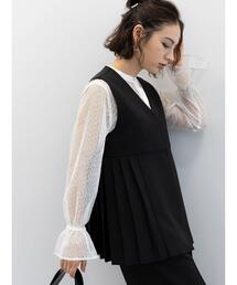 Te chichi | 【セレモニーアイテム】サイドプリーツペプラムジレ（セットアップ可）(ベスト)