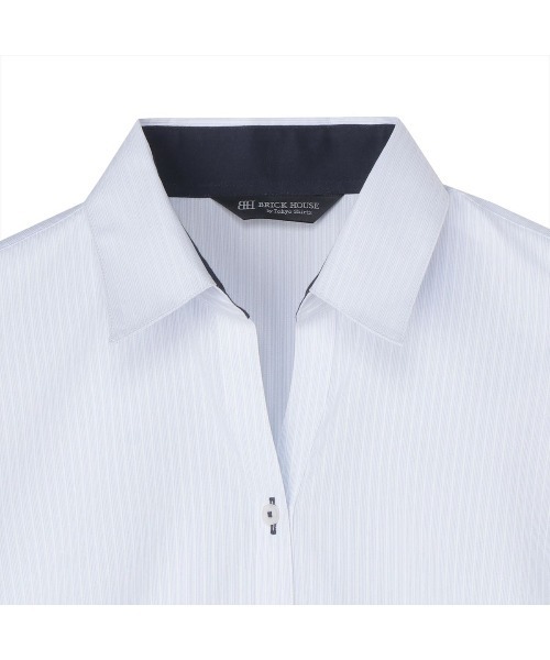 TOKYO SHIRTS(トウキョウシャツ)の「透け防止 形態安定ノーアイロン スキッパー 長袖ビジネスワイシャツ(ビジネスシャツ・レディース・ブルー・LL/S/M/L/XL/XS)」の3枚目の写真
