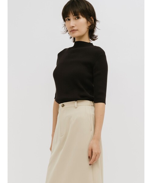 MIDIUMISOLID（ミディウミソリッド）の「MIDIUMISOLID for Ladies ボトルネックハーフスリーブリブトップ（ニット/セーター・レディース・オフホワイト/ブラック/ライトブルー・FREE）」の19枚目の写真
