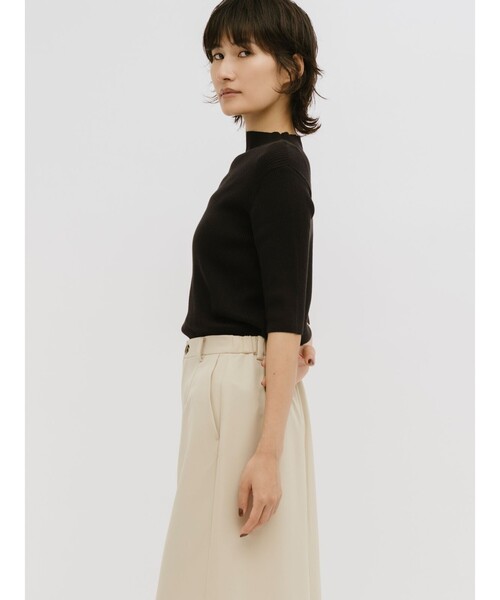 MIDIUMISOLID（ミディウミソリッド）の「MIDIUMISOLID for Ladies ボトルネックハーフスリーブリブトップ（ニット/セーター・レディース・オフホワイト/ブラック/ライトブルー・FREE）」の20枚目の写真