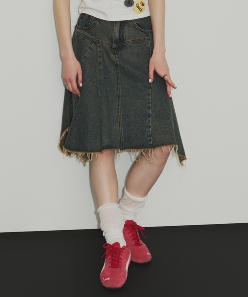 【完売必至】SELF PORTRAIT コットン デニム ミディスカート org.jpg