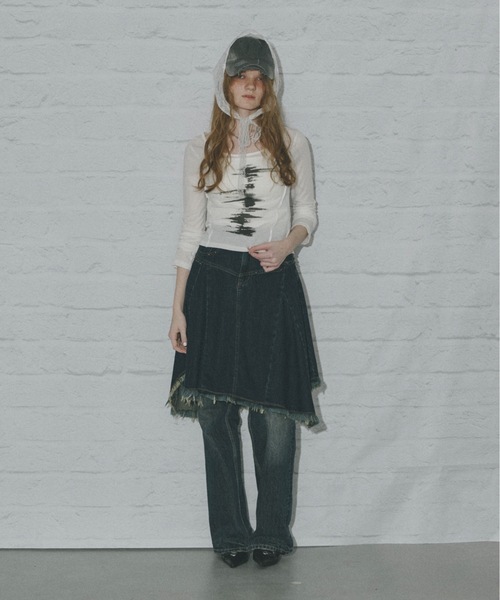 SHAGGIE（シャギー）の「スタッズ付きカットオフミディスカート（デニムスカート・レディース・ブルー/ネイビー・FREE）」の12枚目の写真