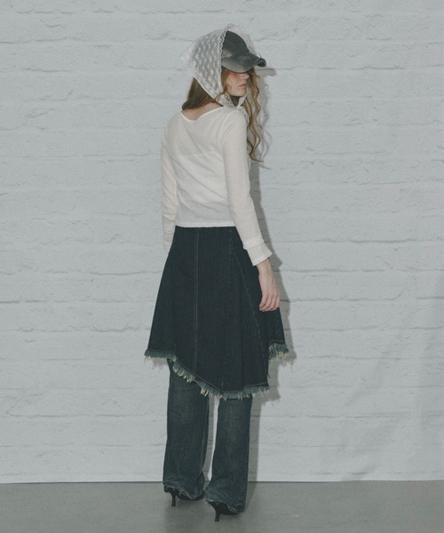 SHAGGIE（シャギー）の「スタッズ付きカットオフミディスカート（デニムスカート・レディース・ブルー/ネイビー・FREE）」の11枚目の写真