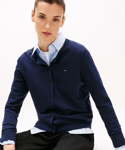 tommy jeans（トミー ジーンズ）の「コットンジャージーステッチクルーネックカーディガン（ニット/セーター・レディース・ネイビー/ブラック/ホワイト・X-SMALL/SMALL/XX-SMALL）」の16枚目の写真