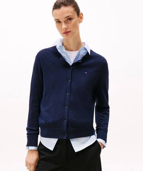 tommy jeans（トミー ジーンズ）の「コットンジャージーステッチクルーネックカーディガン（ニット/セーター・レディース・ネイビー/ブラック/ホワイト・X-SMALL/SMALL/XX-SMALL）」の3枚目の写真