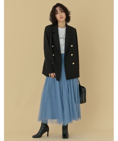 Re:EDIT（リエディ）の「[2025SS COLLECTION]2WAYストレッチミックスツイル袖ファスナー付き金釦テーラードジャケット（テーラードジャケット・レディース・ネイビー/ブラック/グレイッシュベージュ/ブラウン・MEDIUM/LARGE）」の5枚目の写真