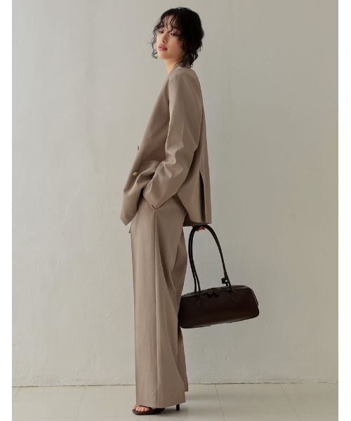 Re:EDIT（リエディ）の「[2025SS COLLECTION]2WAYストレッチミックスツイル袖ファスナー付き金釦テーラードジャケット（テーラードジャケット・レディース・ネイビー/ブラック/グレイッシュベージュ/ブラウン・MEDIUM/LARGE）」の12枚目の写真