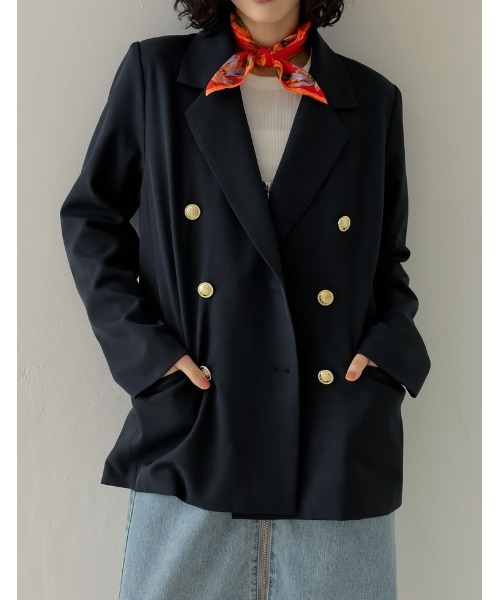 Re:EDIT（リエディ）の「[2025SS COLLECTION]2WAYストレッチミックスツイル袖ファスナー付き金釦テーラードジャケット（テーラードジャケット・レディース・ネイビー/ブラック/グレイッシュベージュ/ブラウン・MEDIUM/LARGE）」の18枚目の写真