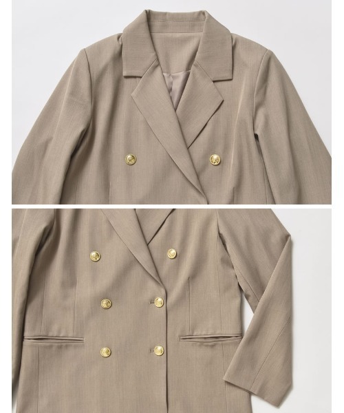 Re:EDIT（リエディ）の「[2025SS COLLECTION]2WAYストレッチミックスツイル袖ファスナー付き金釦テーラードジャケット（テーラードジャケット・レディース・ネイビー/ブラック/グレイッシュベージュ/ブラウン・MEDIUM/LARGE）」の22枚目の写真