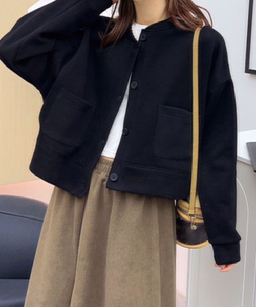 aimoha(アイモハ)の「シンプルデザインノーカラージャケット(ノーカラージャケット・レディース・パープル/ブラック/杢グレー/グリーン/ピンク/ライトベージュ・FREE)」の20枚目の写真