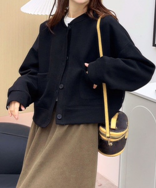 aimoha(アイモハ)の「シンプルデザインノーカラージャケット(ノーカラージャケット・レディース・パープル/ブラック/杢グレー/グリーン/ピンク/ライトベージュ・FREE)」の22枚目の写真