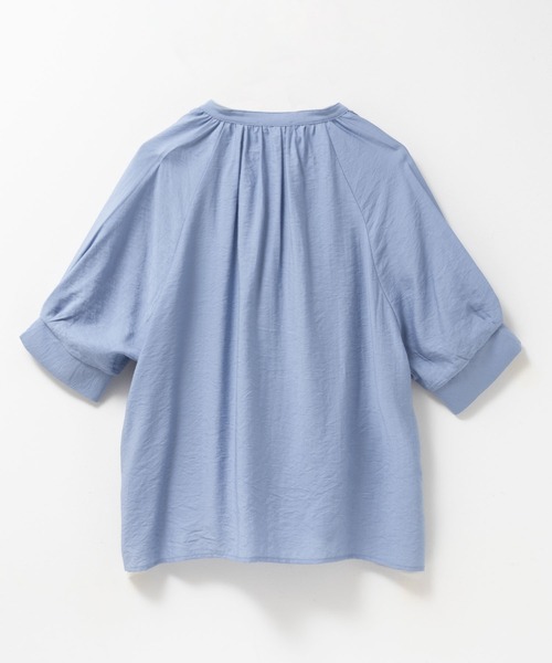 TONAL [洗える]5分袖スキッパーブラウス M ネイビー NAVY ブラウス シャツ 5分袖スキッパーブラウス レディース