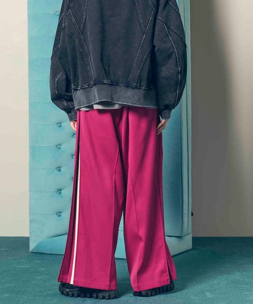 UNISEX》Wool Mixed Double Cloth Side Marvelt Wide Pants