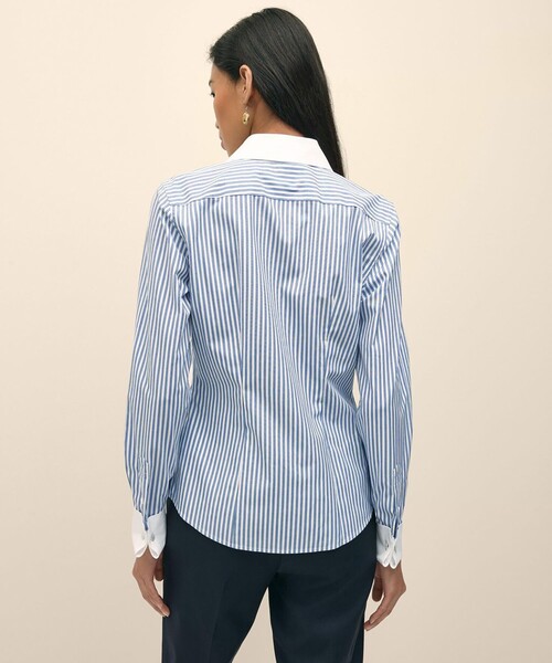 BROOKS BROTHERS(ブルックスブラザーズ)の「スーピマコットンストレッチ フレンチカフス クレリックシャツ Fitted Fit(シャツ/ブラウス・レディース・ブルー・8/0/2/4/6)」の2枚目の写真
